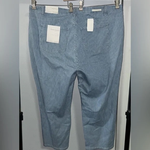 Soft Surroundings Blue/White Striped Straight Crop Pants - Picture 4 of 7